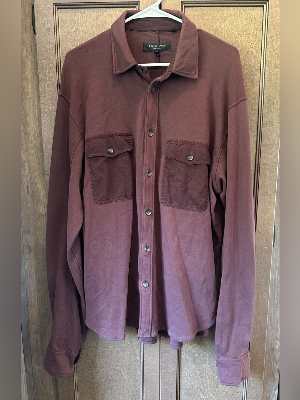 rag & bone Men's Button Down Shirt Cotton Mauve Plum Size Large